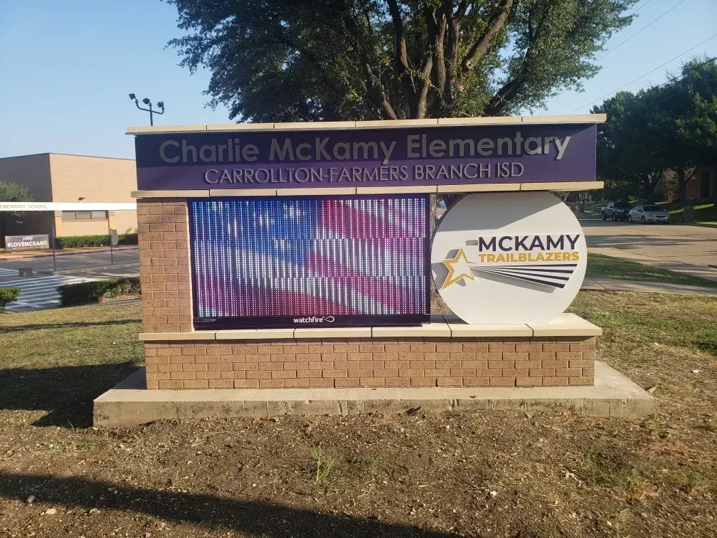 Brick and stone monument sign