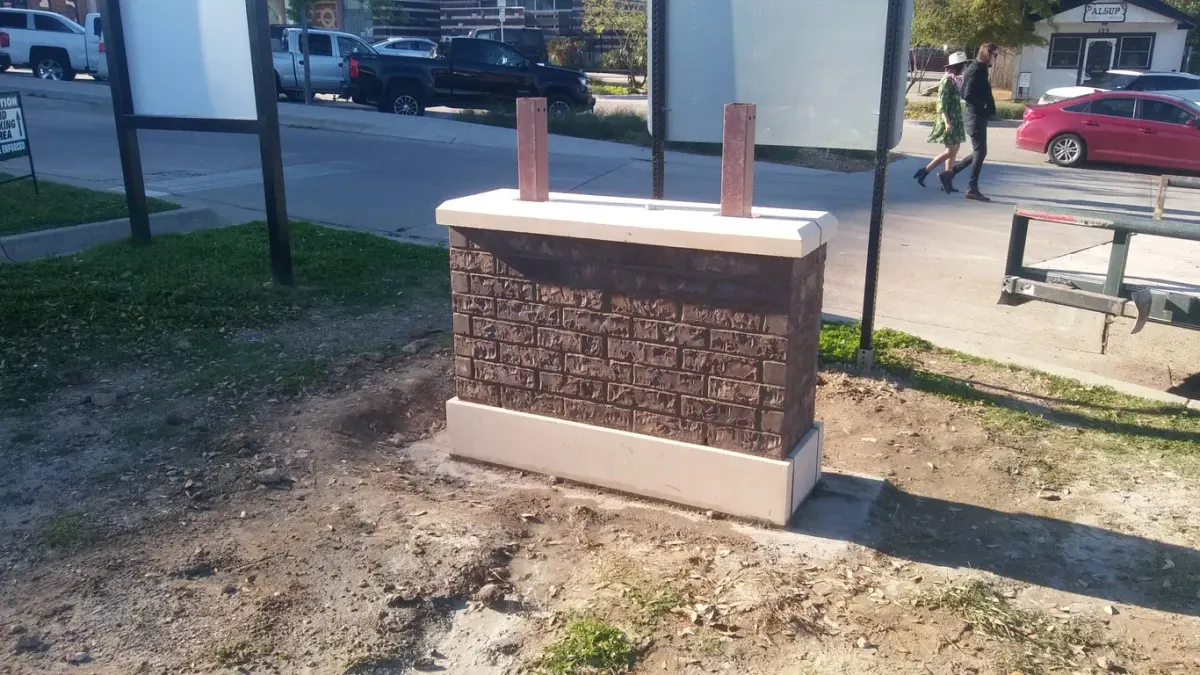 Brick and stone signage detail